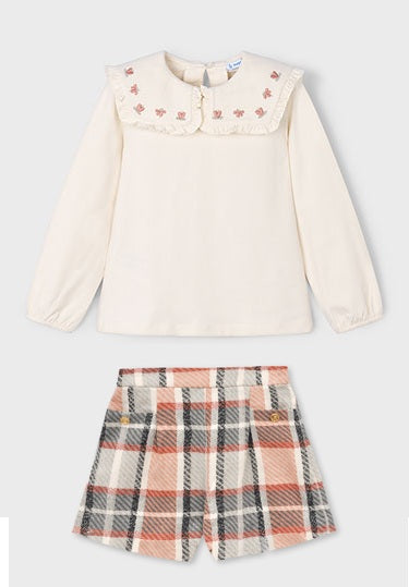 Mayoral 4134-4225 Blouse and Plaid shorts