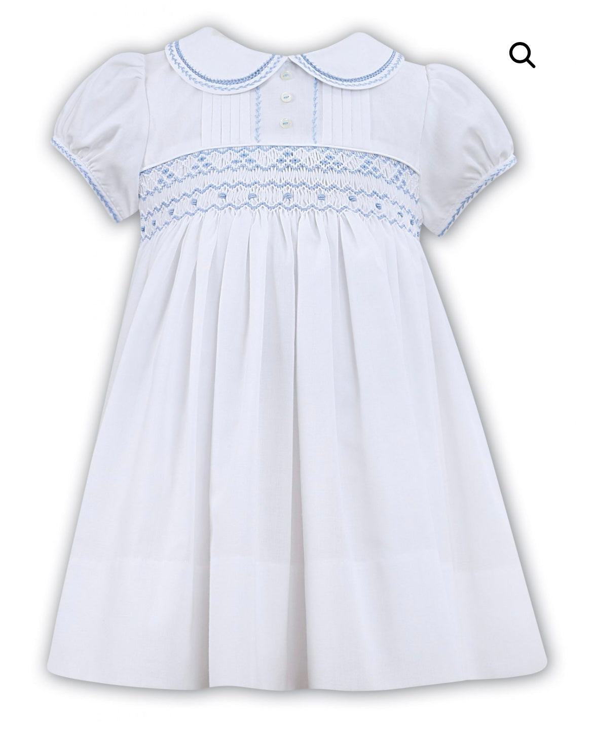 Sarah Louise C6001 white/Blue smocked Dress