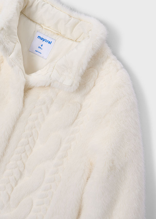 Mayoral 4415 Beige Faux Fur Coat AW26