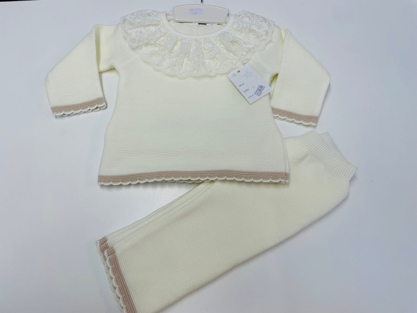 Adorable Cream knit trouser set C9111