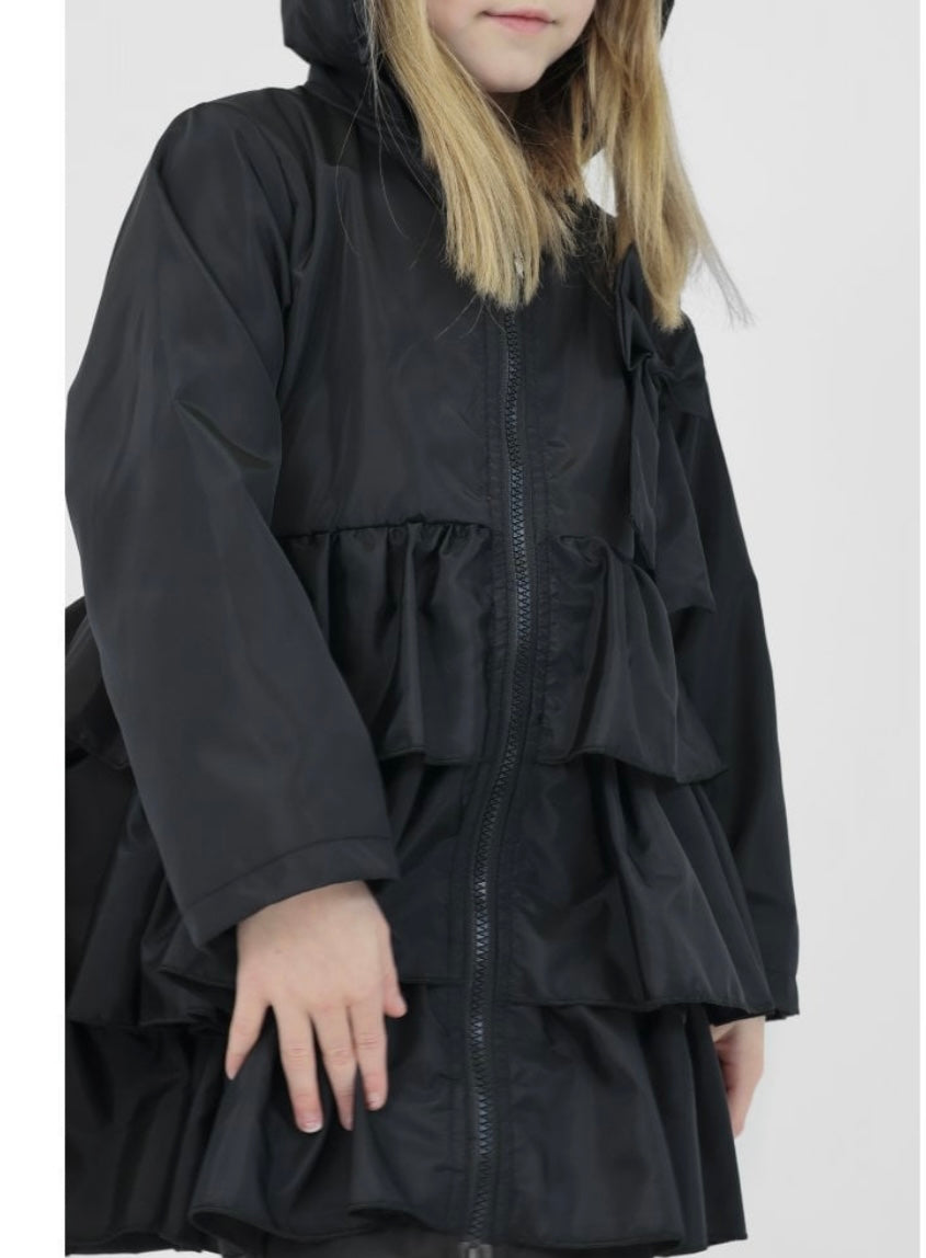 HK
Pixie Girls Frilly Bow Fleece Lined Rain Jacket Black