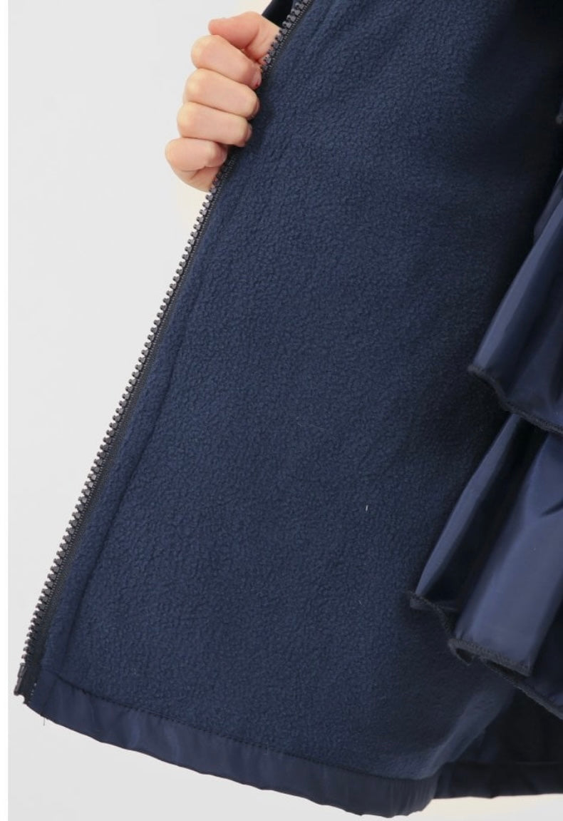 HK
Pixie Girls Frilly Bow Fleece Lined Rain Jacket Navy