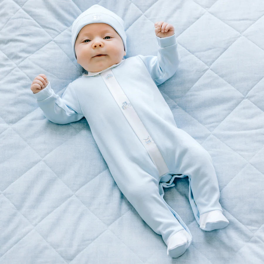 Emile Et rose 2617 Kent Boys Blue Toy Embroidery Babygrow & Hat Set