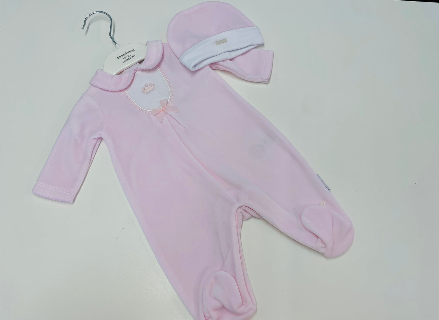 BluesBaby 3105P Pink Velour Babygrow Set AW26