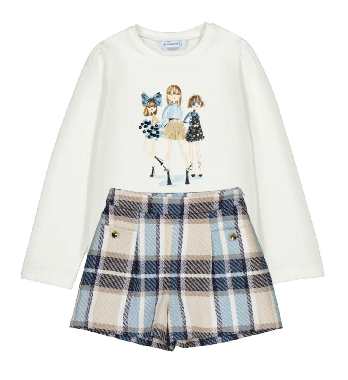 Mayoral 4011-4225 Navy Plaid Short Set