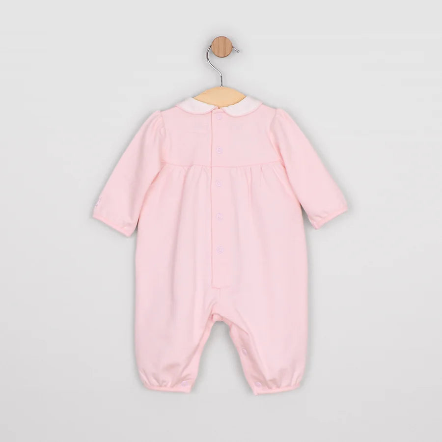 Emile Et Rose 2672 Marie Girls Pink Embroidered Bow Romper AW26
