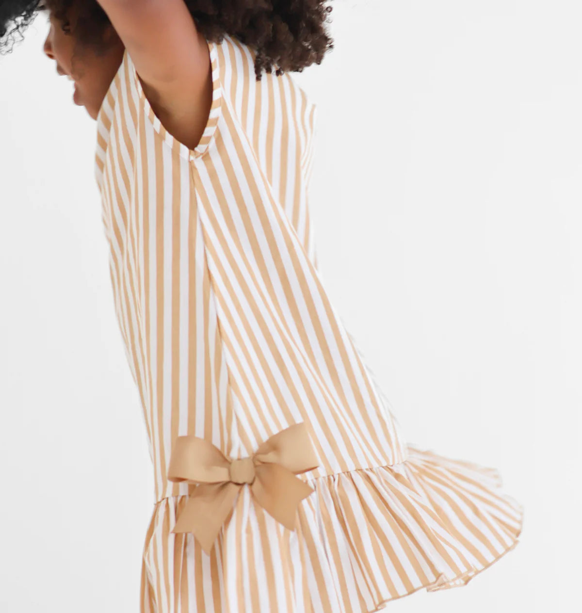 HK Grace Beige Striped Dress SS26
