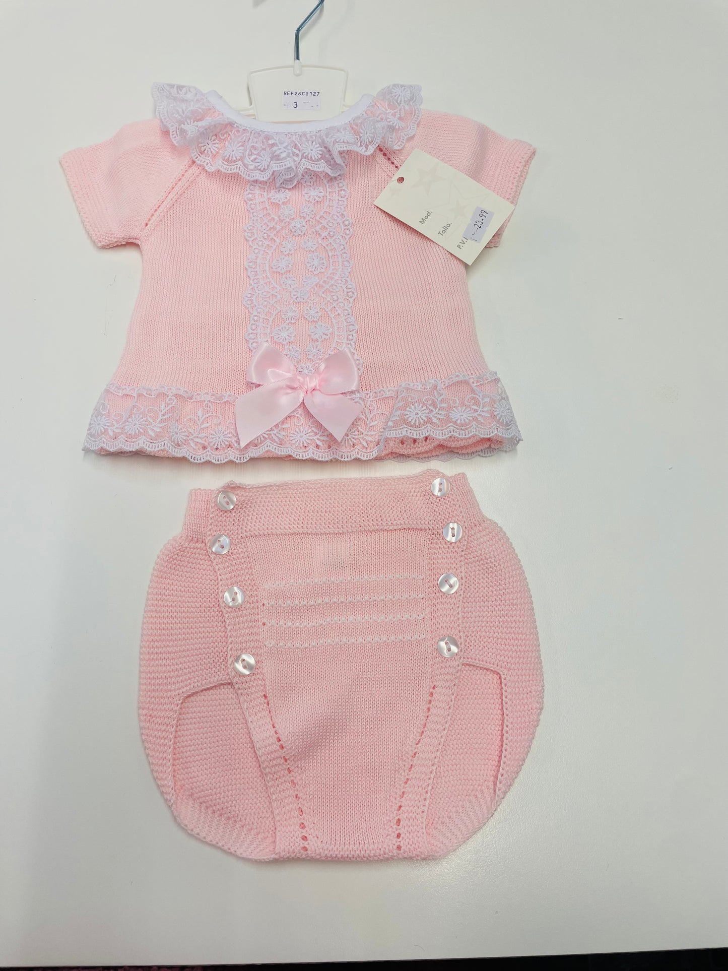 Adorable C8127 Pink knit Jam Pants Set SS26