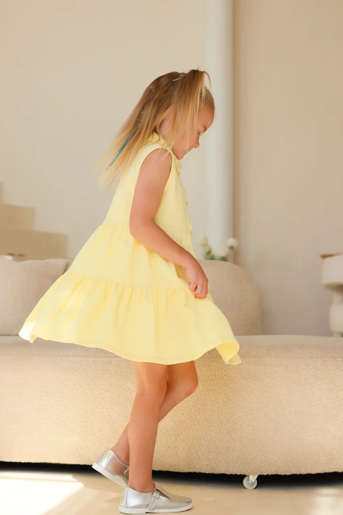 Hk Lemon Maya Girls Pearl Button Polo Dress SS26 PREORDER