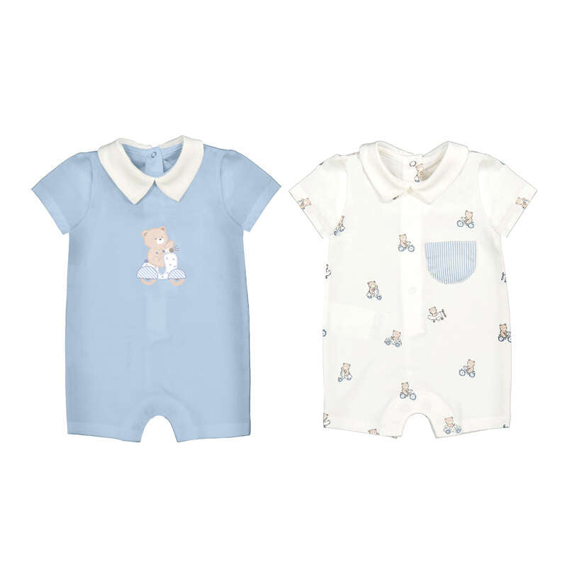 Mayoral 1715 pk of 2 Blue Rompers SS26