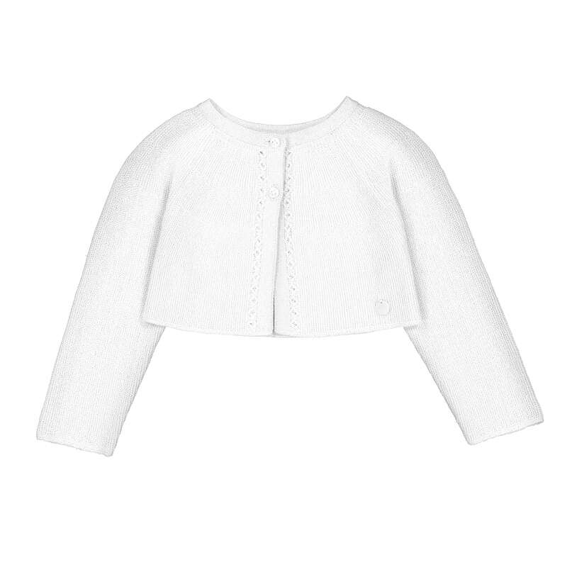 Mayoral 302 White Knit Cardigan SS26
