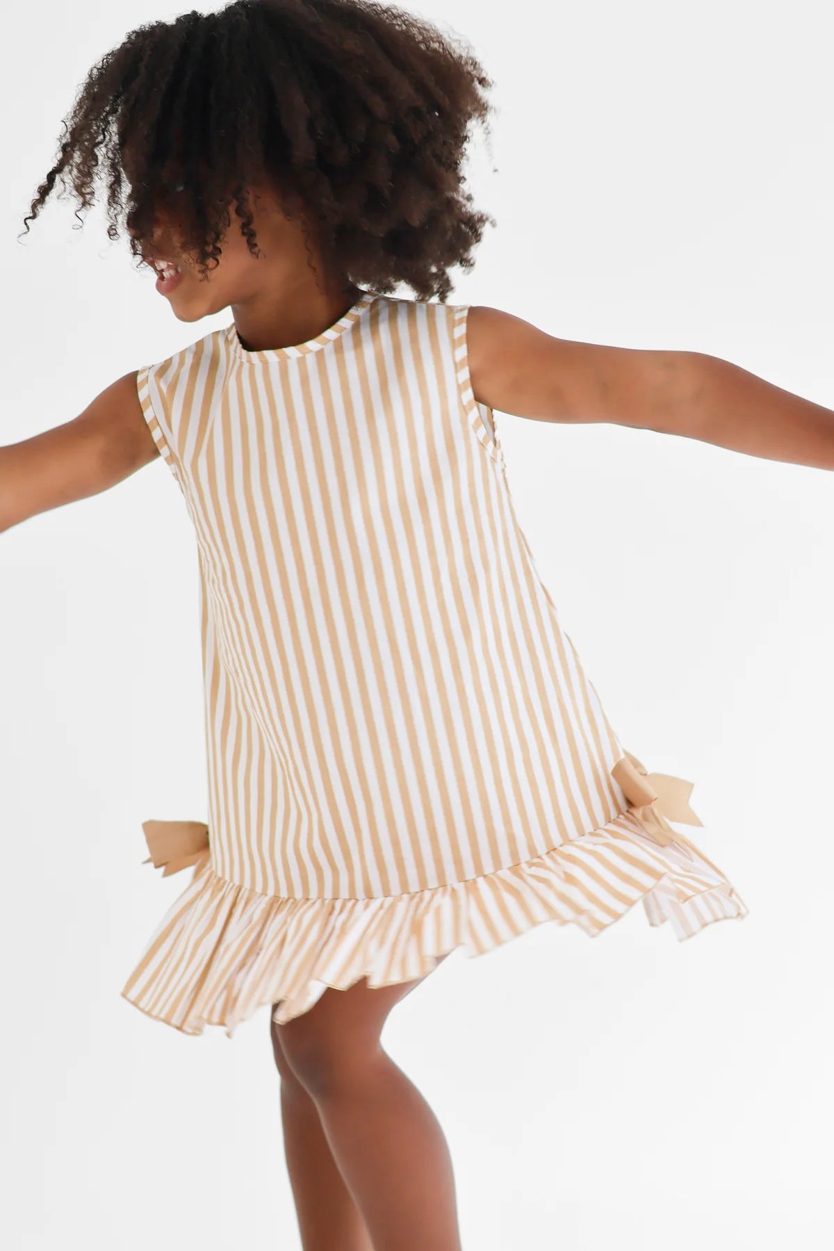 HK Grace Beige Striped Dress SS26