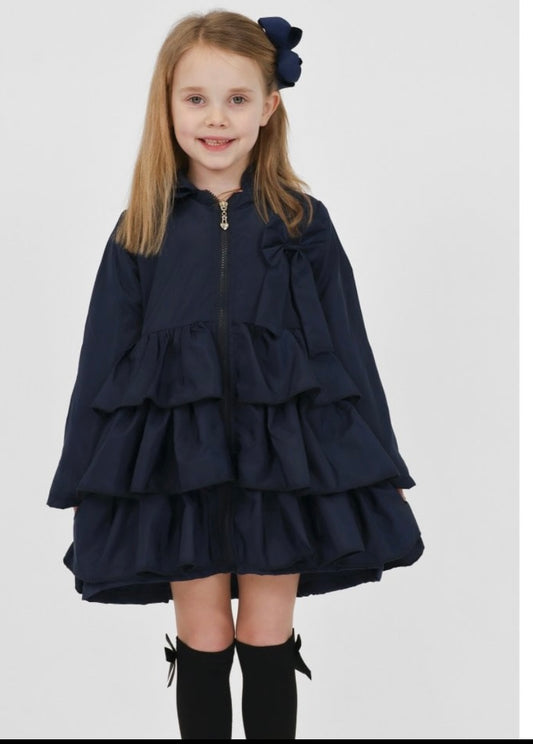 HK
Pixie Girls Frilly Bow Fleece Lined Rain Jacket Navy