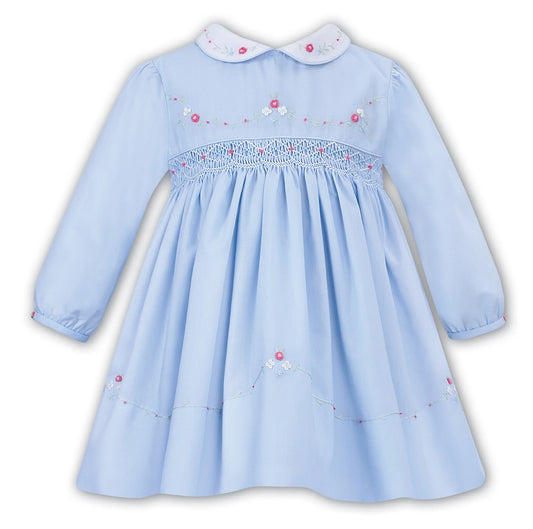 Sarah Louise C7100 Blue Smocked Dress