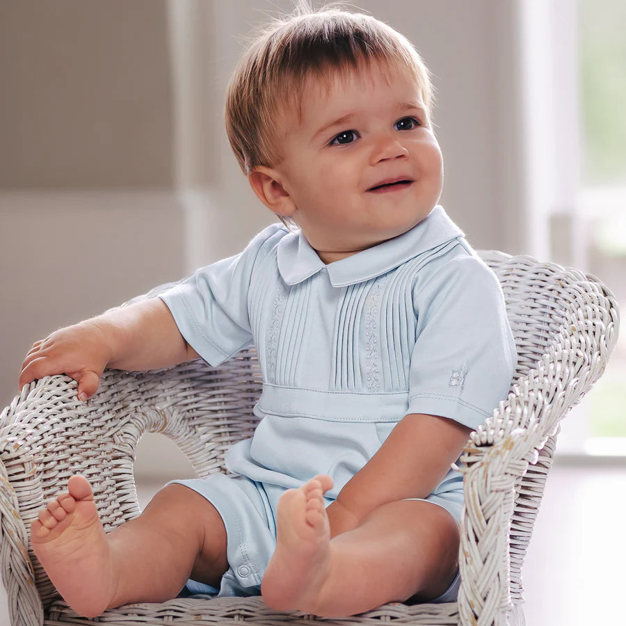 Emile Et rose 7348 Leon Boys Blue Smart Cotton Romper