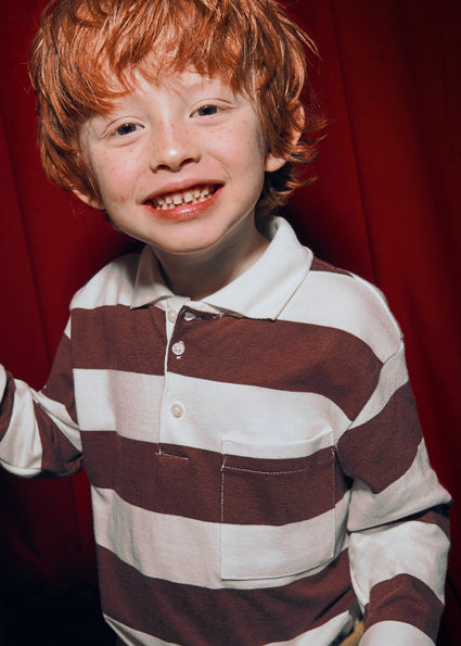 Mayoral 4119 plum striped polo top