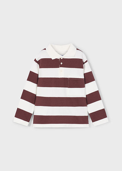 Mayoral 4119 plum striped polo top