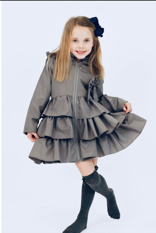 HK
Pixie Girls Frilly Bow Fleece Lined Rain Jacket Grey
