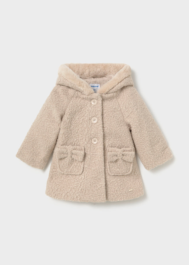 Mayoral 2436 Beige Boucle Coat AW26