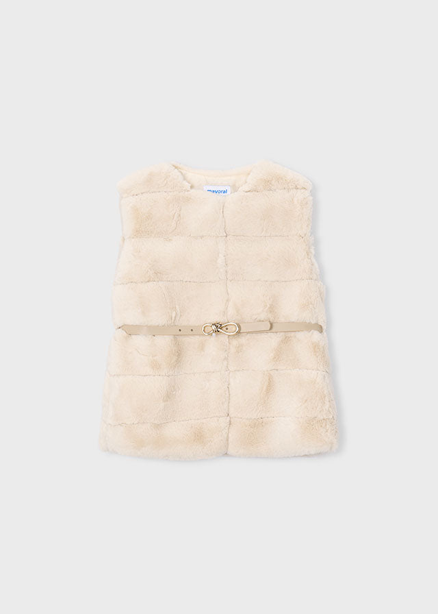 Mayoral 4328 Beige Fuax fur Gilet AW26