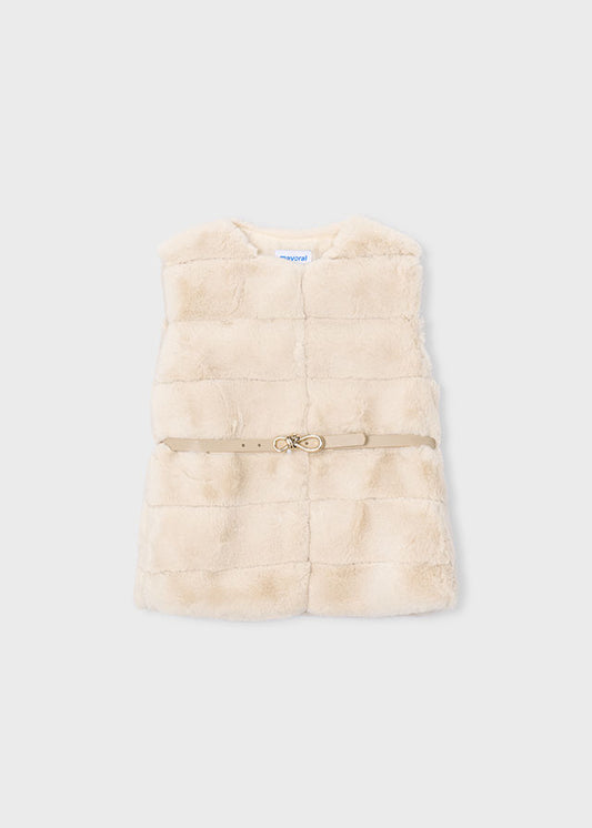 Mayoral 4328 Beige Fuax fur Gilet AW26