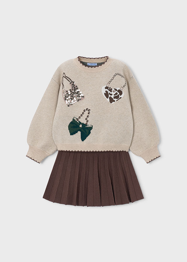 Mayoral 4933 Coffee Skirt Set AW26