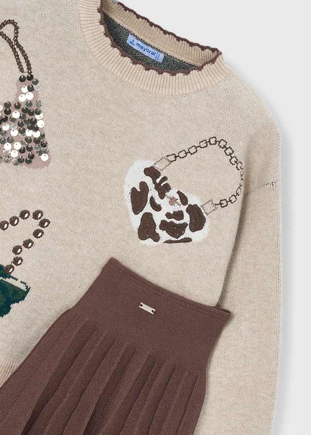 Mayoral 4933 Coffee Skirt Set AW26