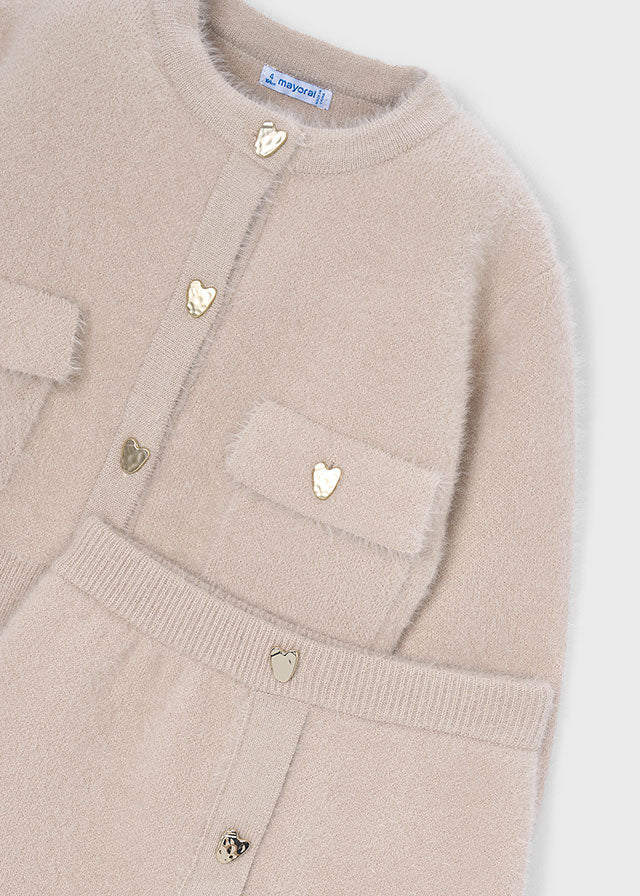 Mayoral 4935 Beige Knit skirt Set AW26