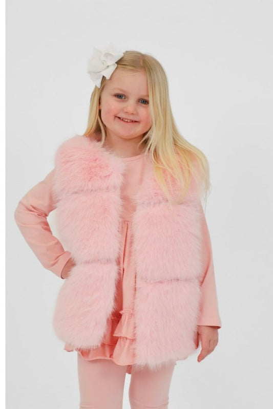 HK Alora Girls Faux Fur Gilet Baby Pink