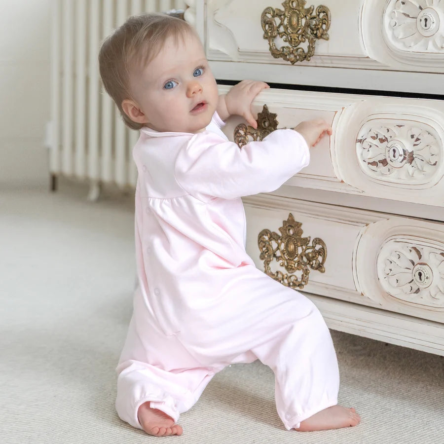 Emile Et Rose 2672 Marie Girls Pink Embroidered Bow Romper  AW26