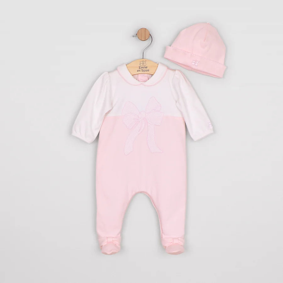 Emile Et Rose 2670 Maya Girls Pink & White Babygrow & Hat AW26