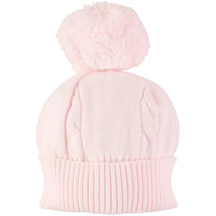 Emile et rose Fuzzy pinkBaby Bobble Hat