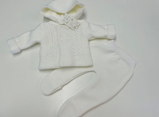 Adorable White Double Knit Pram Suit c3262