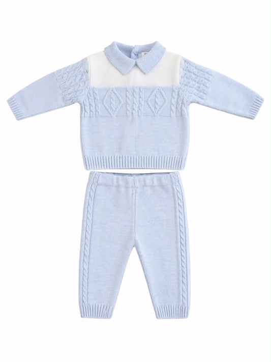 Sarah Louise 008276 2pc Blue Knit Set AW26