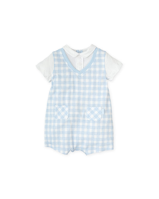 PRE ORDER Tutto piccolo 2423 Blue Checked  Romper