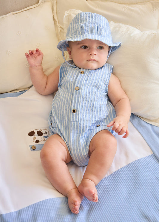 Mayoral 1614 Striped Romper/Hat SS26 pre order