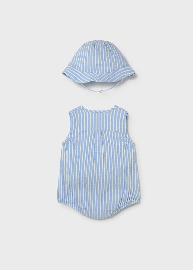 Mayoral 1614 Striped Romper/Hat SS26 pre order