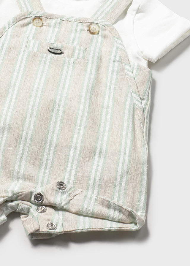 Mayoral 1622 Beige/Aqua Dungree set SS26 Pre order