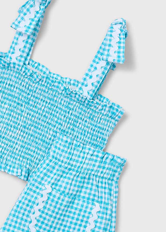 Mayoral 3232 Turquoise Gingham Short Set SS26