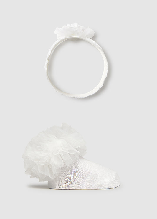 Mayoral 9055 white headband/socks set ss26 pre order