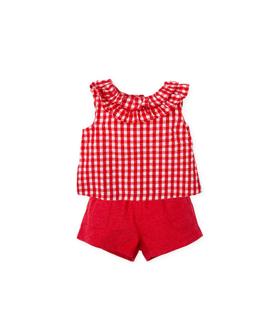 PRE ORDER Tutto piccolo  2728 Red short set