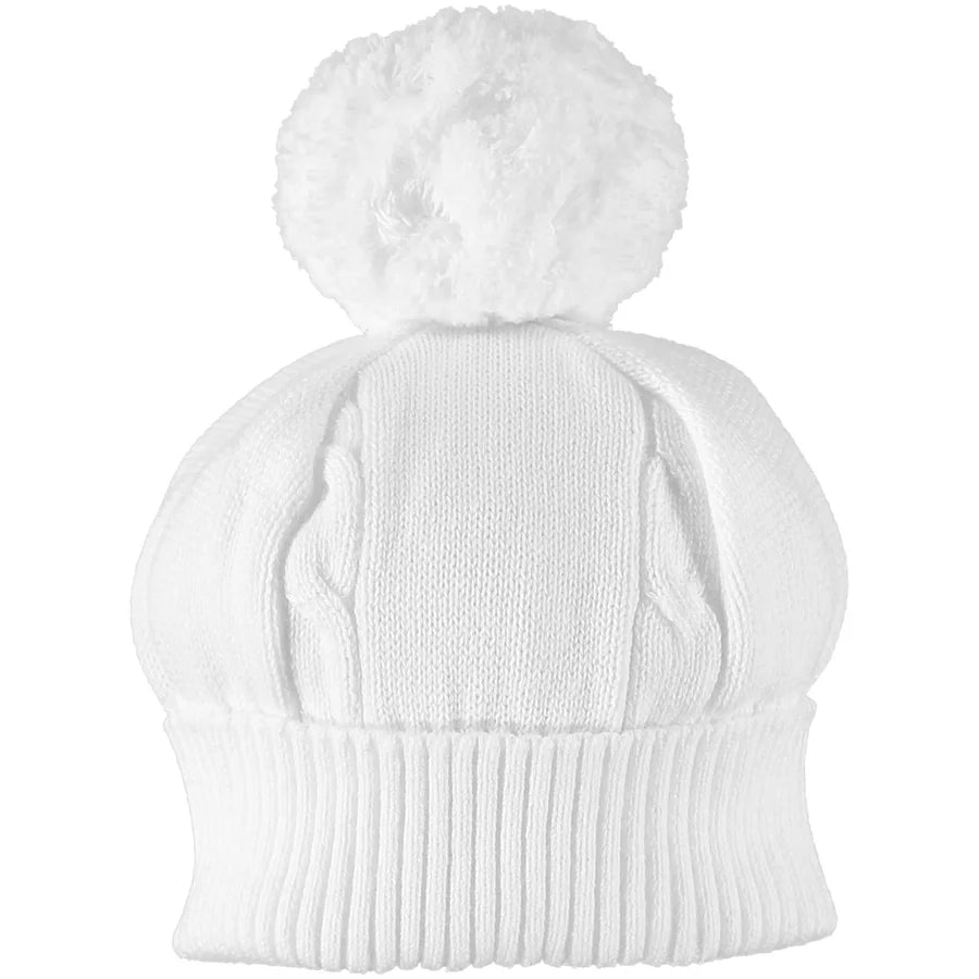 Emile et rose Fuzzy White Baby Bobble Hat