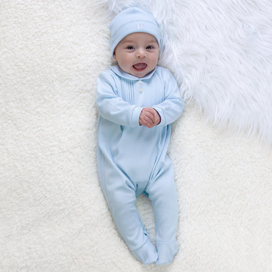 Emile Et Rose 2660 Michael Boys Blue Pleated Babygrow & Hat AW26