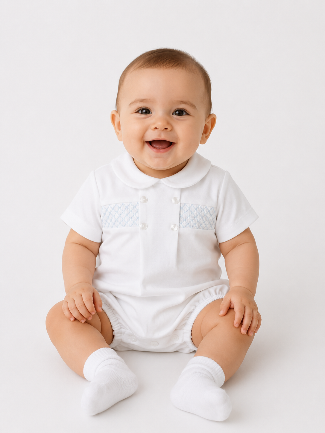 Adorable white/blue Romper SG260 SS26