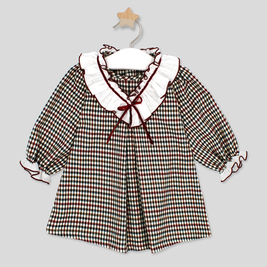 Rapife 5015 Burgundy Checked Dress AW26