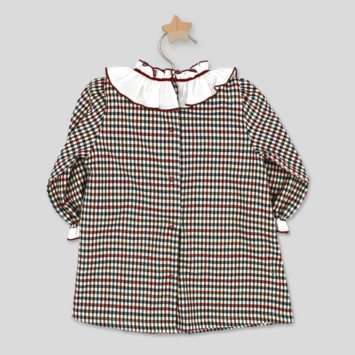 Rapife 5015 Burgundy Checked Dress AW26
