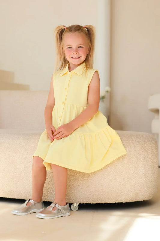 Hk Lemon Maya Girls Pearl Button Polo Dress SS26 PREORDER