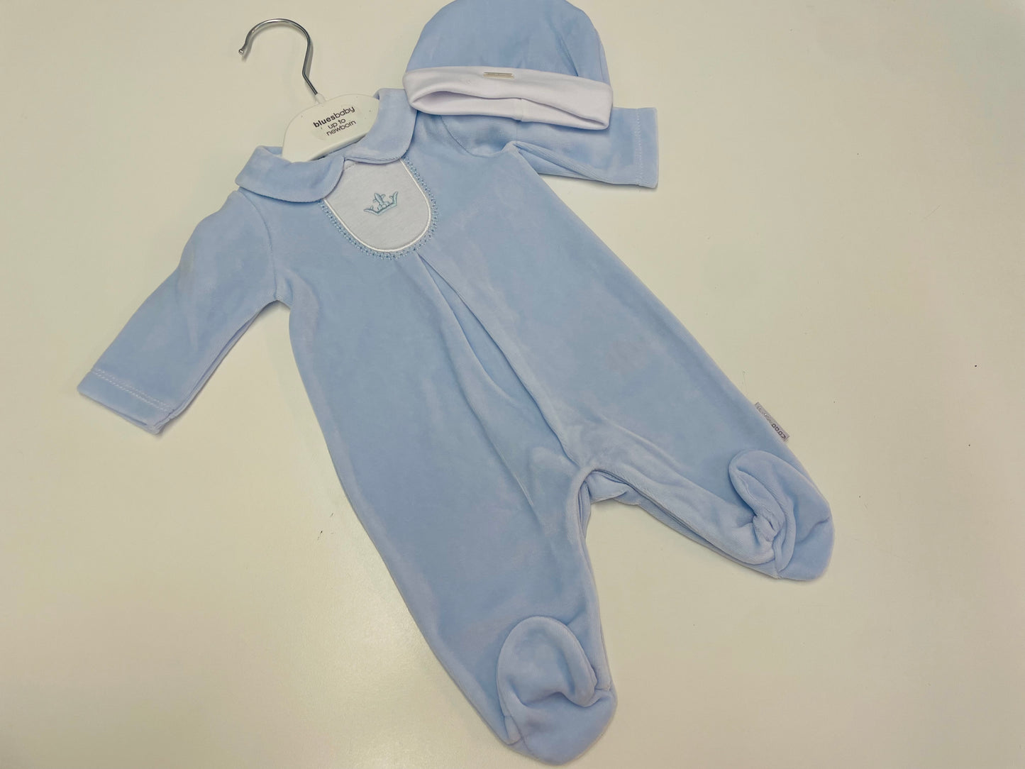 BluesBaby 3105B Blue Velour Babygrow Set AW26
