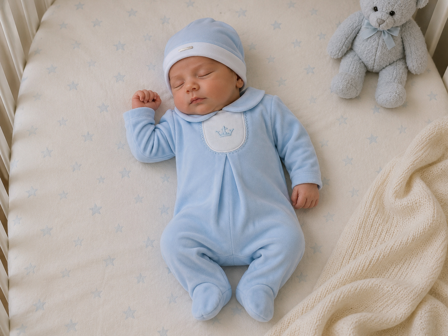 BluesBaby 3105B Blue Velour Babygrow Set AW26