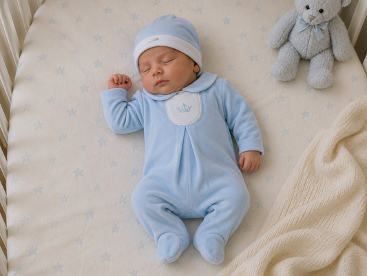 BluesBaby 3105B Blue Velour Babygrow Set AW26